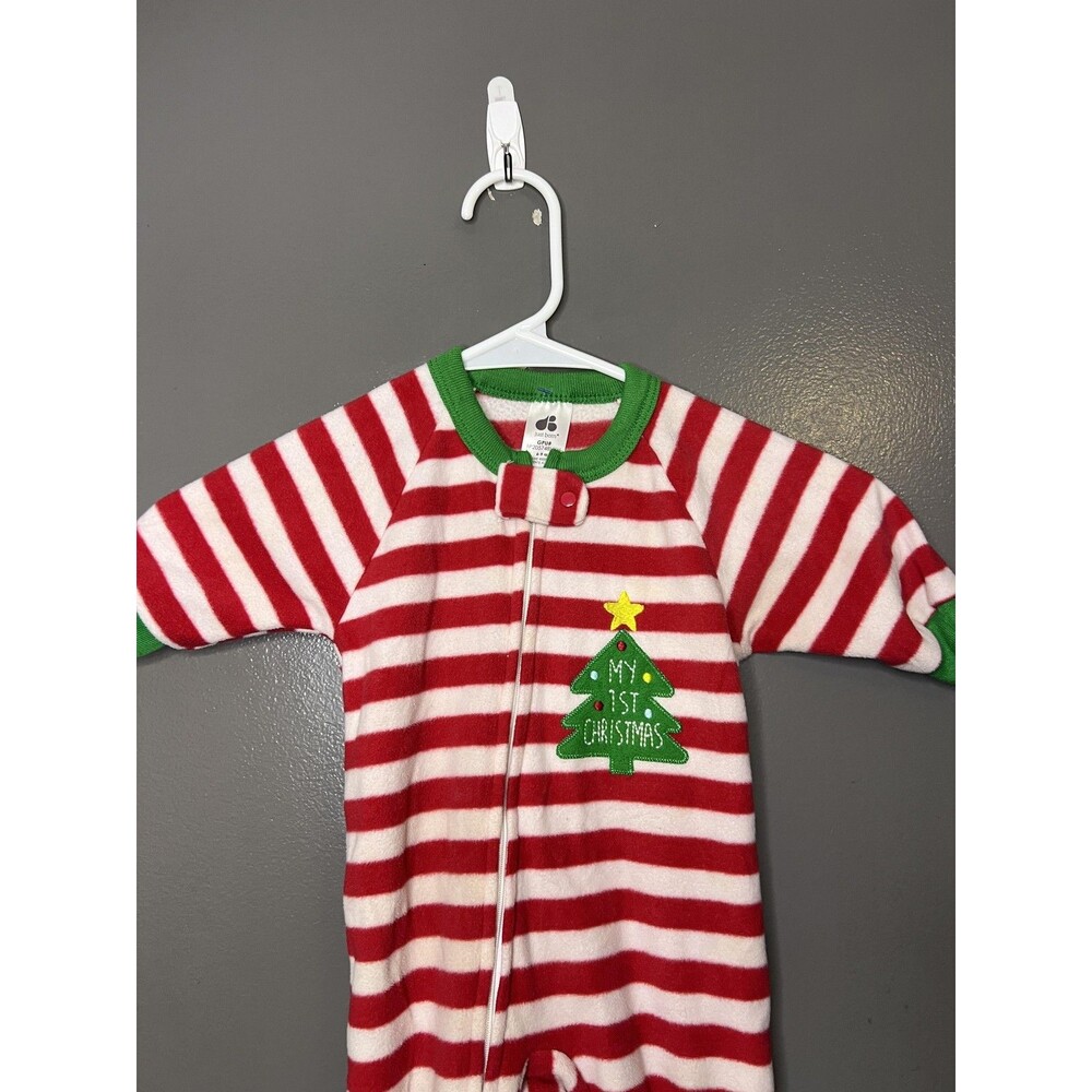 Just Born Coverall Girls 6-9 Months Red Fleece My 1st Christmas Footed Zip
